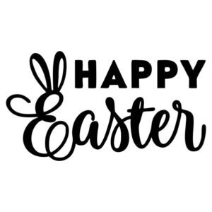 Happy Easter With Ears Black Vinyl Sticker