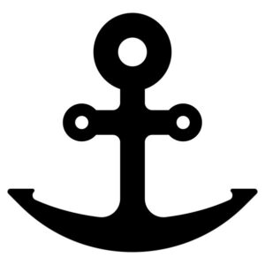 Solid black anchor silhouette sticker design, perfect for nautical-themed décor or vehicle decals.